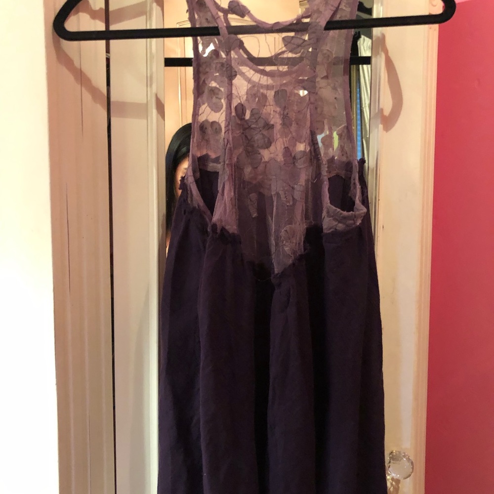 Free People Purple High Neck Sheer Tunic - Picture 4 of 5